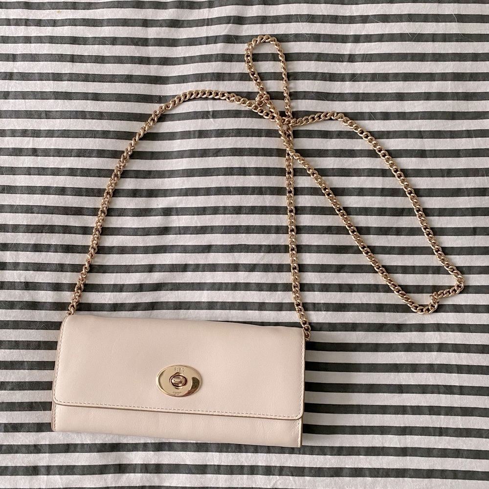 Coach Fold Over Crossbody Chain Clutch